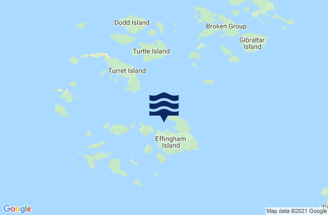 Mappa delle Getijden in Effingham Bay, Canada