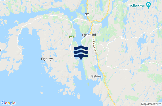 Mappa delle Getijden in Egersund, Norway