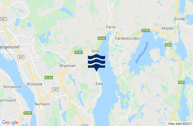 Mappa delle Getijden in Eike, Norway