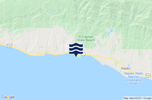Mappa delle Getijden in El Capitan Beach, United States