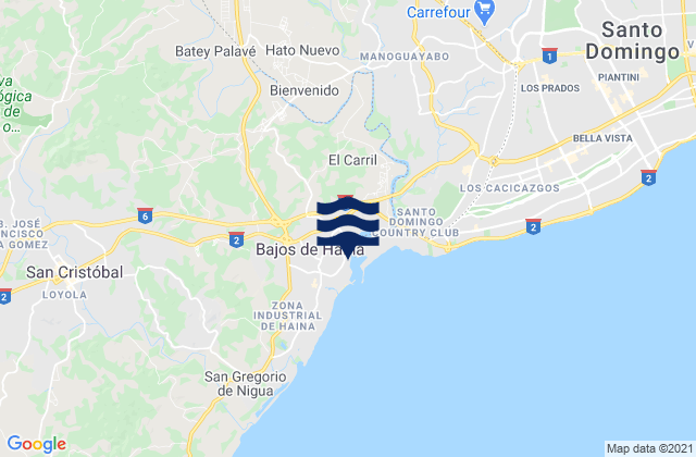Mappa delle Getijden in El Carril, Dominican Republic