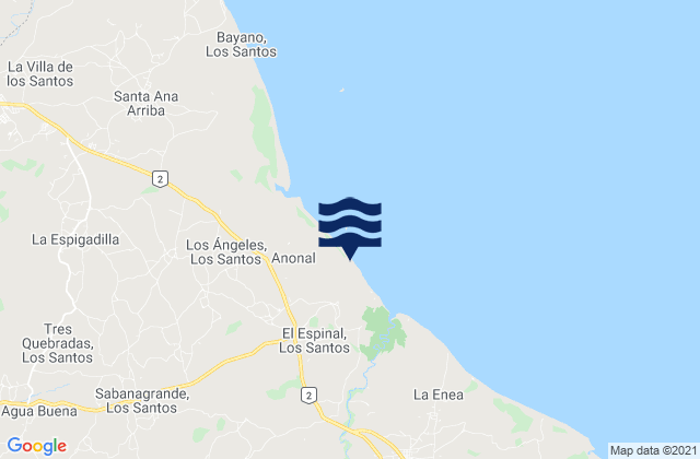 Mappa delle Getijden in El Espinal, Panama