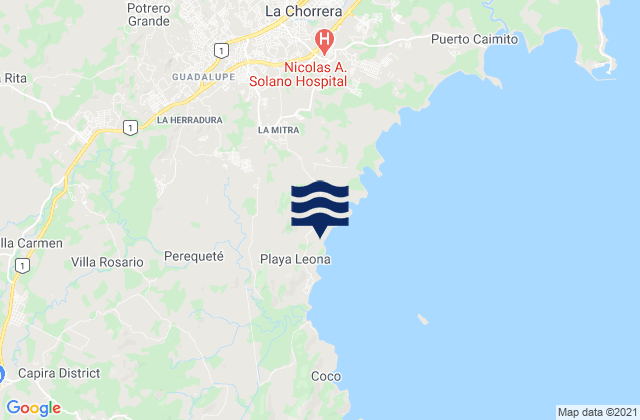 Mappa delle Getijden in El Espino, Panama