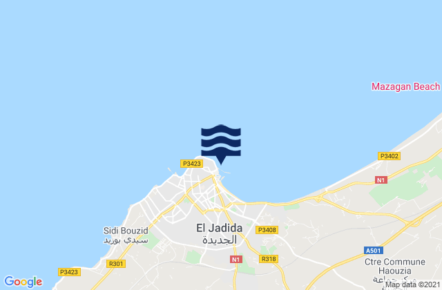 Mappa delle Getijden in El Jadid, Morocco