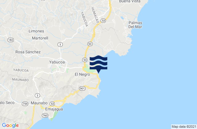 Mappa delle Getijden in El Negro, Puerto Rico