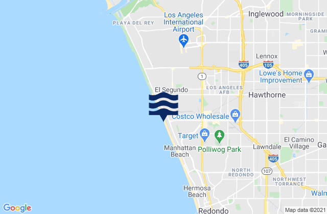 Mappa delle Getijden in El Porto Beach, United States