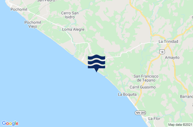 Mappa delle Getijden in El Rosario, Nicaragua