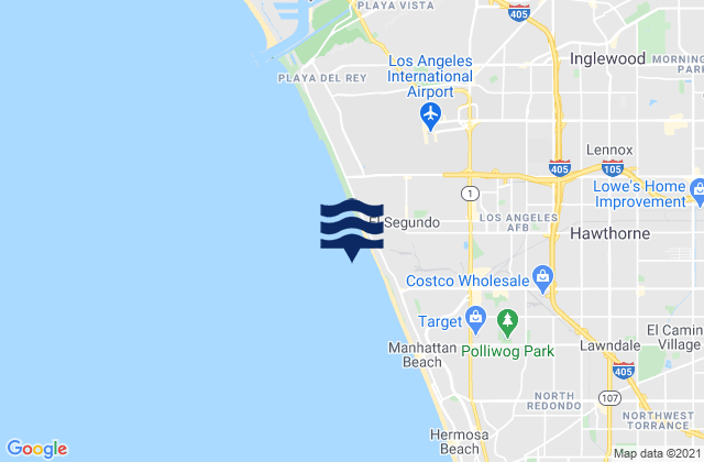 Mappa delle Getijden in El Segundo (Santa Monica Bay), United States
