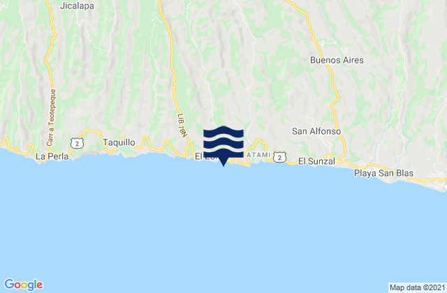 Mappa delle Getijden in El Zonte, El Salvador