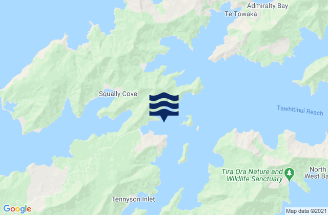 Mappa delle Getijden in Elaine Bay, New Zealand