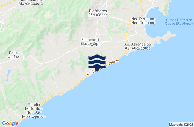 Mappa delle Getijden in Elaiochóri, Greece