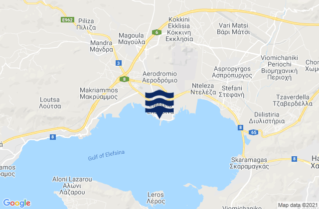 Mappa delle Getijden in Elefsína, Greece