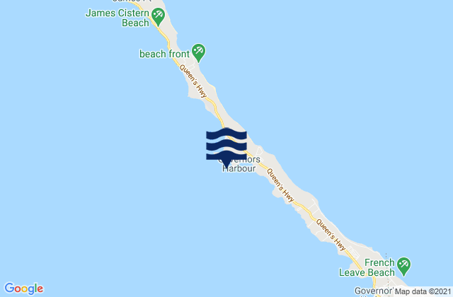 Mappa delle Getijden in Eleuthera Island west coast, United States