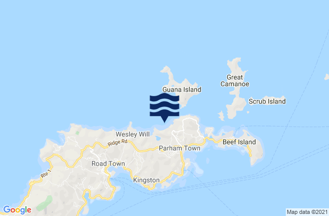 Mappa delle Getijden in Elizabeth Bay, U.S. Virgin Islands