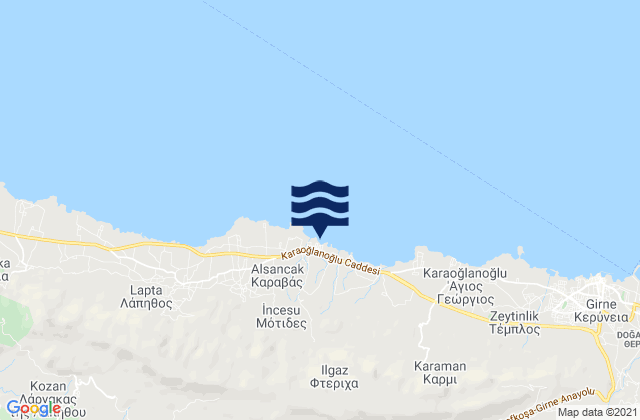 Mappa delle Getijden in Eliá, Cyprus