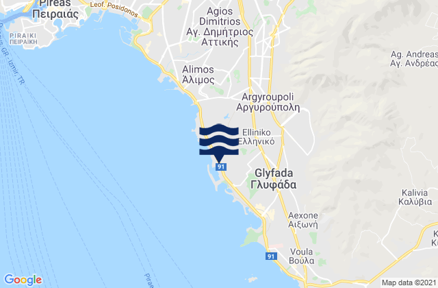 Mappa delle Getijden in Ellinikó, Greece