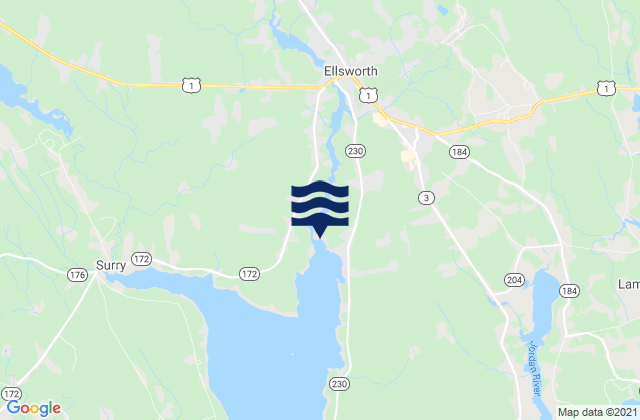 Mappa delle Getijden in Ellsworth Union River, United States