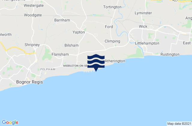 Mappa delle Getijden in Elmer Sands Beach, United Kingdom