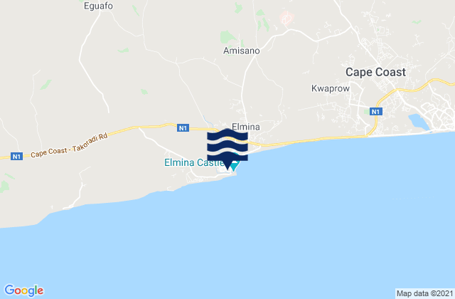 Mappa delle Getijden in Elmina, Ghana