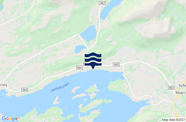 Mappa delle Getijden in Elnesvågen, Norway