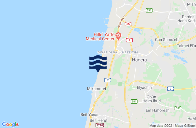 Mappa delle Getijden in Elyakhin, Israel