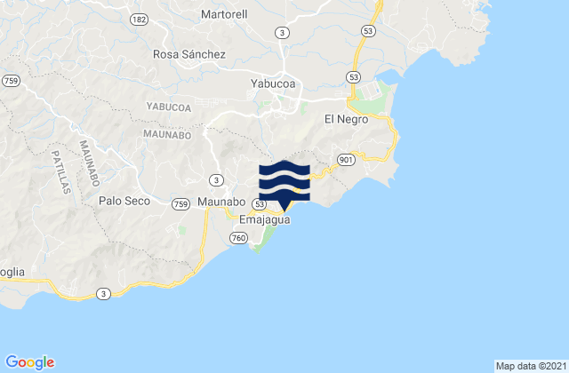 Mappa delle Getijden in Emajagua Barrio, Puerto Rico