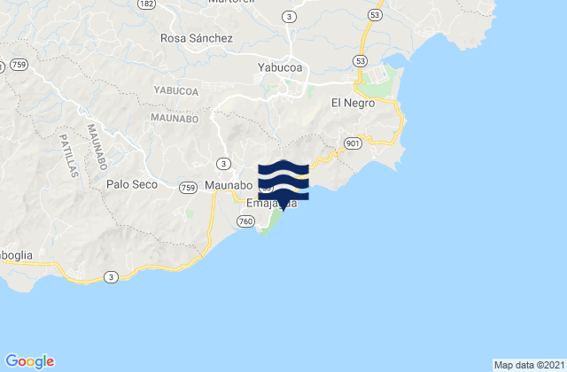 Mappa delle Getijden in Emajagua, Puerto Rico
