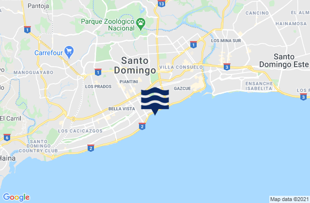 Mappa delle Getijden in Embassy Beach, Dominican Republic