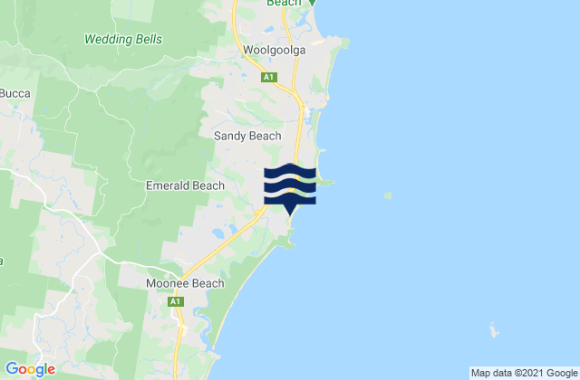 Mappa delle Getijden in Emerald Beach, Australia