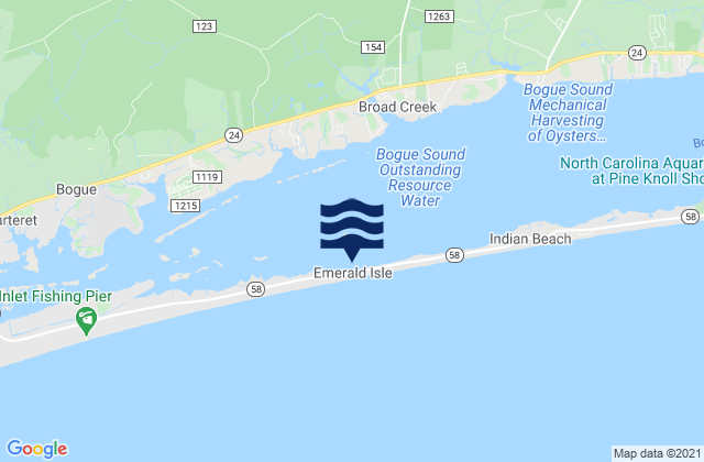 Mappa delle Getijden in Emerald Isle, United States