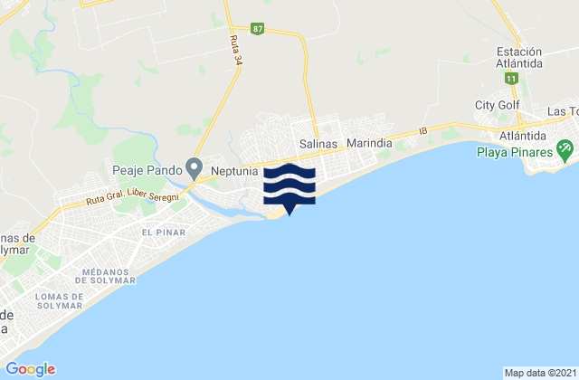 Mappa delle Getijden in Empalme Olmos, Uruguay