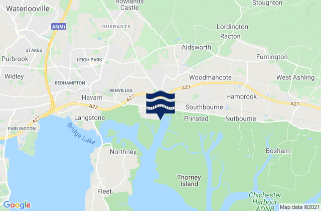Mappa delle Getijden in Emsworth Harbour Beach, United Kingdom