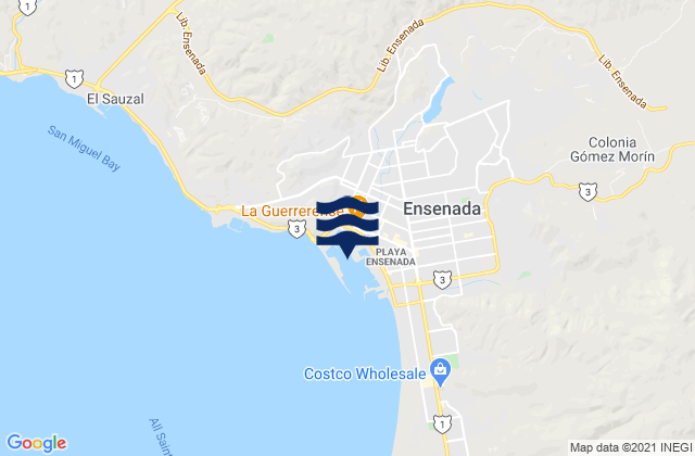 Mappa delle Getijden in Ensenada, Mexico
