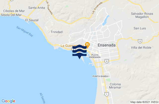 Mappa delle Getijden in Ensenada Todos Santos Bay, Mexico