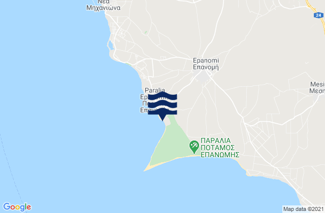Mappa delle Getijden in Epanomí, Greece
