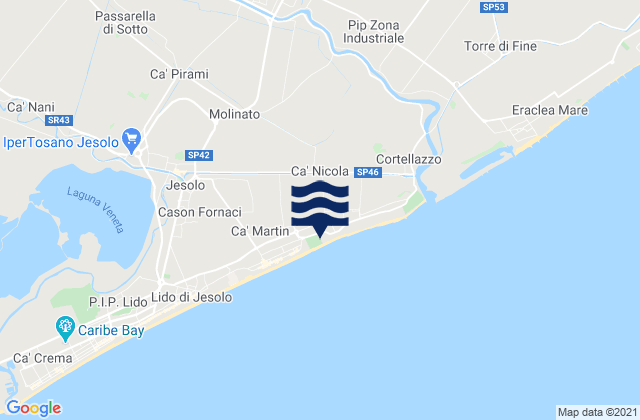 Mappa delle Getijden in Eraclea, Italy