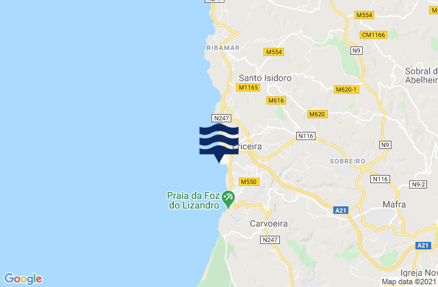 Mappa delle Getijden in Ericeira, Portugal