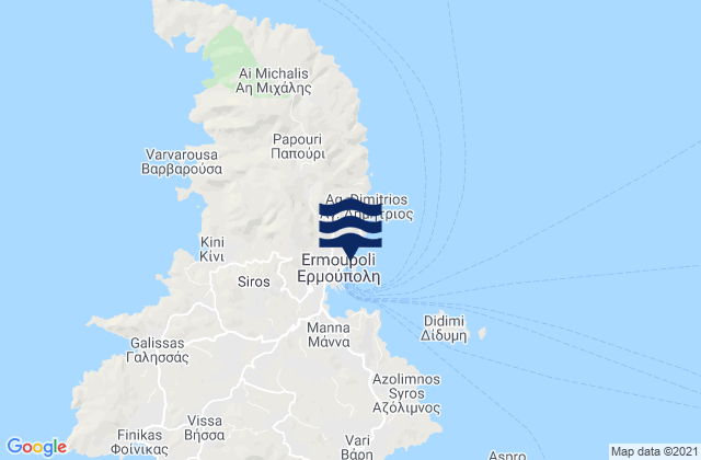 Mappa delle Getijden in Ermoúpolis, Greece