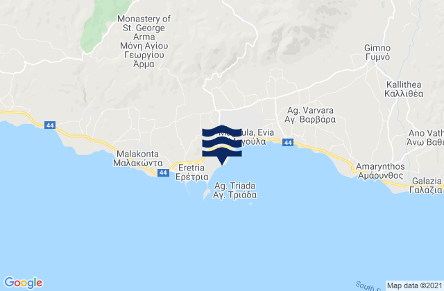 Mappa delle Getijden in Erétria, Greece