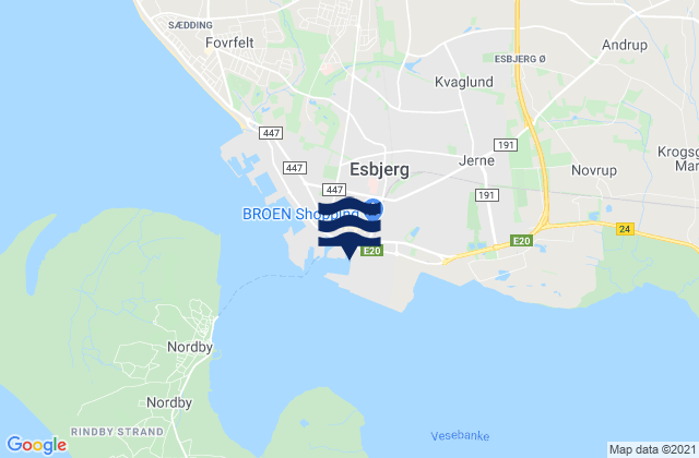 Mappa delle Getijden in Esbjerg, Denmark