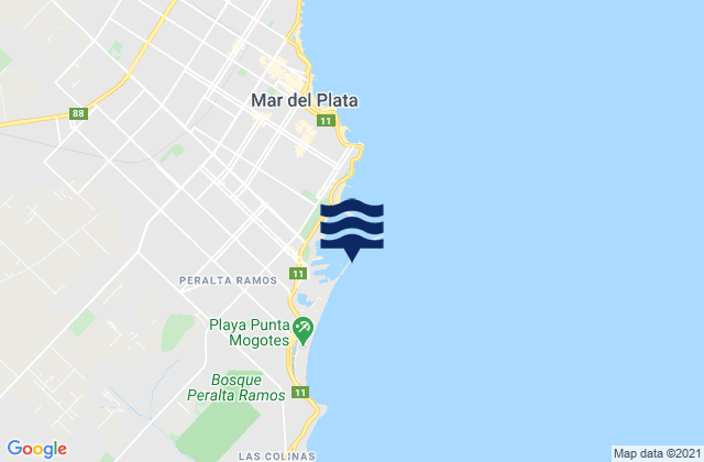 Mappa delle Getijden in Escollera Sur (Mar del Plata), Argentina