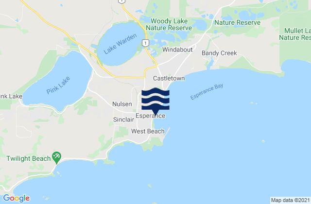 Mappa delle Getijden in Esperance, Australia