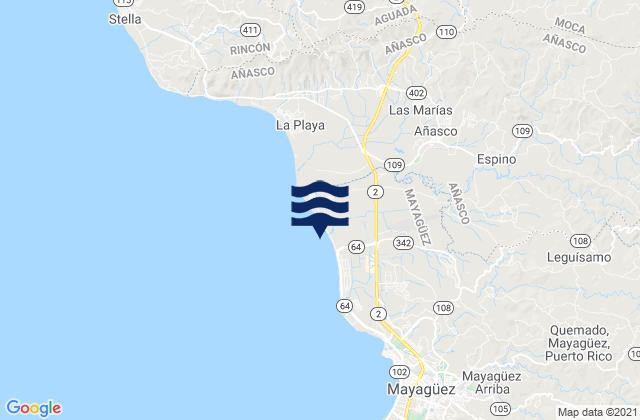 Mappa delle Getijden in Espino Barrio, Puerto Rico
