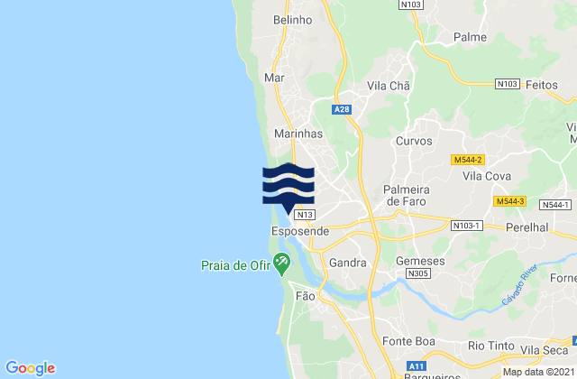 Mappa delle Getijden in Esposende, Portugal