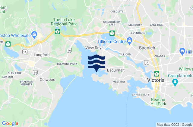 Mappa delle Getijden in Esquimalt, Canada