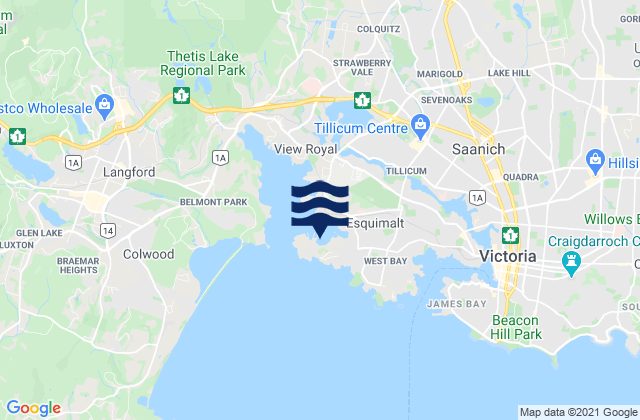 Mappa delle Getijden in Esquimalt Harbour, Canada