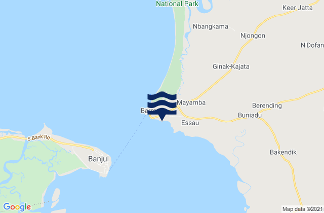 Mappa delle Getijden in Essau, Gambia