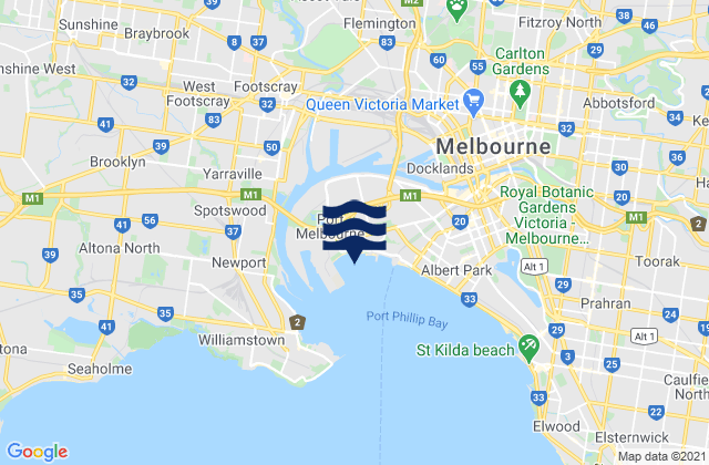 Mappa delle Getijden in Essendon, Australia