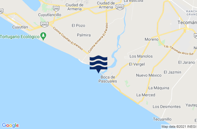 Mappa delle Getijden in Estero Boca de Pascuales, Mexico