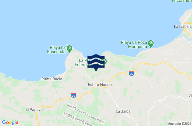 Mappa delle Getijden in Estero Hondo, Dominican Republic